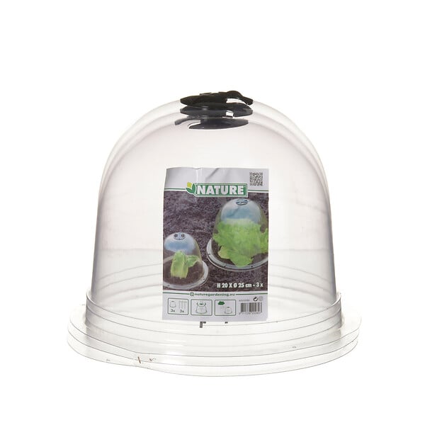 NATURE - Cloches protection PP transparentes - Lot de 3 - Diam.25,5cm - large