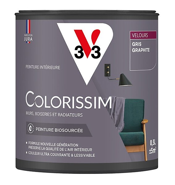 V33 PEINTURE - Peinture Velours gris graphite - 0,5L - large