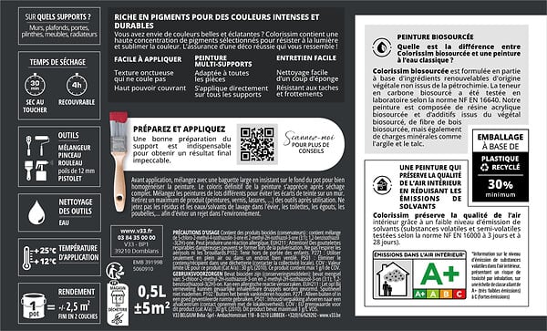 V33 PEINTURE - Peinture Colorissim Velours vert d'opaline 0,5 L - large
