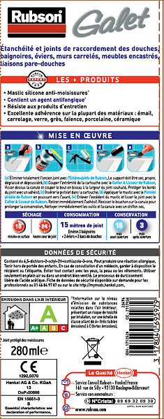 METYLAN - Mastic Sanitaire RUBSON SDB Saine Galet 280ml - large
