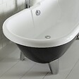 PLANETE BAIN - Baignoire îlot rétro charly noire et blanche avec pieds chromé conique - vignette