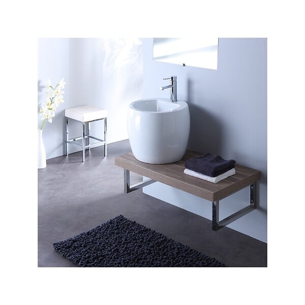 PLANETE BAIN - Meuble de salle bain à suspendre équipé d'un lavabo haut design blanc - large