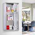 HOMCOM - Armoire à pharmacie 2 étagères 3 niveaux verrouillable porte verre trempé dépoli logo croix 25L x 12l x 48H cm acier inox - vignette