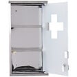 HOMCOM - Armoire à pharmacie 2 étagères 3 niveaux verrouillable porte verre trempé dépoli logo croix 25L x 12l x 48H cm acier inox - vignette