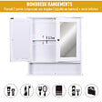 HOMCOM - Armoire murale étagère salle de bain 56L x 13l x 58H cm double porte miroir étagère réglable MDF blanc - vignette