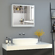 HOMCOM - Armoire murale miroir salle de bain 2 étagères dim. 48L x 14l x 45H cm panneaux particules MDF blanc - vignette