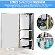 HOMCOM - Armoire miroir salle de bain armoire de toilette murale meuble d'angle 2 étagères dim. 30L x 18,4l x 60H cm acier inox. - vignette