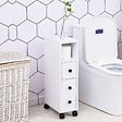HOMCOM - Meuble bas colonne rangement salle de bain à roulettes blanc dim. 18L x 30l x 68,5H cm - vignette