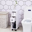 HOMCOM - Meuble bas colonne rangement salle de bain à roulettes blanc dim. 18L x 30l x 68,5H cm - vignette