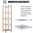 HOMCOM - Etagère en bambou de salle de bain étagère debout 3 paniers + 2 étagères dim. 32L x 30l x 130H cm beige blanc - vignette