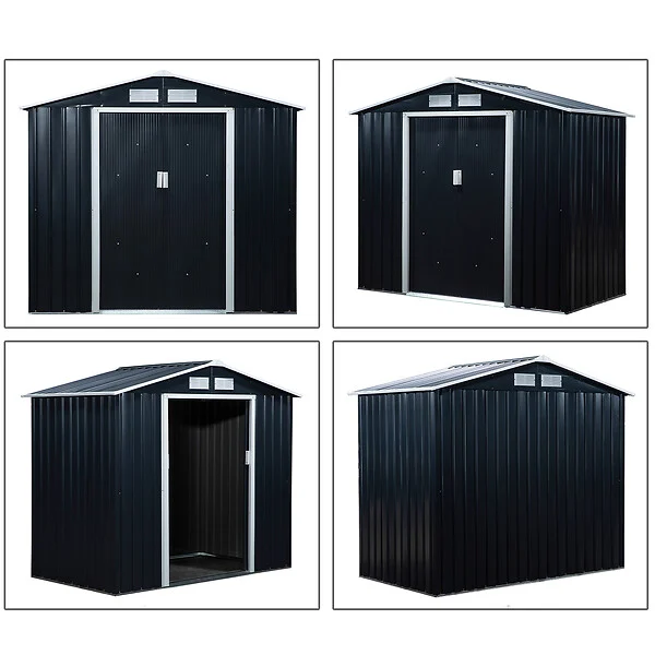 OUTSUNNY - Abri de jardin - remise pour outils - cabanon porte verrouillable - dim. 213L x 130l x 185H cm - tôle d'acier gris - large