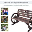 OUTSUNNY - Banc de jardin 3 places style rustique chic accoudoirs roues charette bois sapin traité carbonisation - vignette