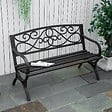 OUTSUNNY - Banc de jardin 2 places style néo-rétro fer forgé dim. 128L x 58l x 85H cm acier époxy fonte noir - vignette