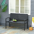 OUTSUNNY - Banc de jardin 2 places style cosy chic résine tressée 4 fils imitation rotin noir - vignette