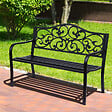 OUTSUNNY - Banc 3 places de jardin terrasse style cosy chic 127L x 60l x 89H cm métal époxy anticorrosion noir - vignette