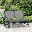 OUTSUNNY - Banc à bascule de jardin 2 places design contemporain grand confort accoudoirs assise, dossier ergonomique acier textilène gris - vignette