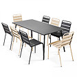 OVIALA - Ensemble table de jardin et 8 chaises en métal gris et ivoire - Palavas - vignette
