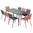 OVIALA - Ensemble table de jardin et 8 chaises en métal gris et argile - Palavas - vignette