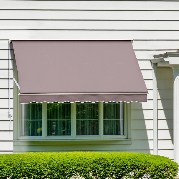 OUTSUNNY - Store banne manuel inclinaison réglable aluminium polyester imperméabilisé 70L x 180l cm taupe clair - large