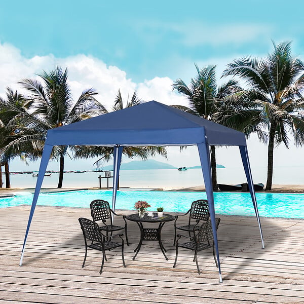 OUTSUNNY - Tonnelle barnum de jardin pop-up pliant 2,4L x 2,4l x 2,5H m acier polyester imperméabilisé anti UV avec sac de transport bleu - large