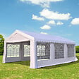 HOMCOM - Tente de réception tonnelle de jardin 4 parois amovibles portes zippées idéal pour fête mariage soirée 6 x 4 x 2,8 m acier toile polyéthylène 180 g/m² blanc - vignette