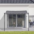 OUTSUNNY - Pergola tonnelle de jardin auvent 2,97 x 2,97 m adossable métal noir polyester anti-UV gris - vignette