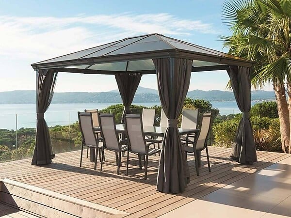 HESPERIDE - Tonnelle de jardin en aluminium Belize - 3 x 3,6 m - Hespéride - large