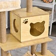 PAWHUT - Arbre à chats design contemporain griffoirs grattoirs sisal naturel niche plate-formes hamac boule panneaux particules beige - vignette