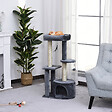 PAWHUT - Arbre à chats avec griffoirs grattoirs sisal naturel centre d'activités niche plateformes 2 jouets suspendus gris - vignette