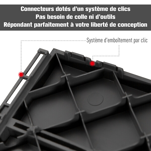 OUTSUNNY - Caillebotis - dalles terrasse - lot de  9 - emboîtables, installation très simple - petits carreaux composite plastique imitation bois noir - large