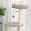 PAWHUT - PawHut Arbre à Chats avec Griffoir Niche Poteaux Peluche Haute Densité 45L x 40L x 148H cm Gris - vignette