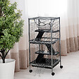 PAWHUT - PawHut Cage pour Petits Animaux Portable avec 2 Portes Hamac Métal PP 52 x 52 x 113,5 cm Gris - vignette