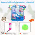 PAWHUT - Cage pour Hamster Souris Petit Animaux Rongeur avec Tunnel Mangeoire Roue Jouet 47 x 30 x 59 cm cm Bleu - vignette