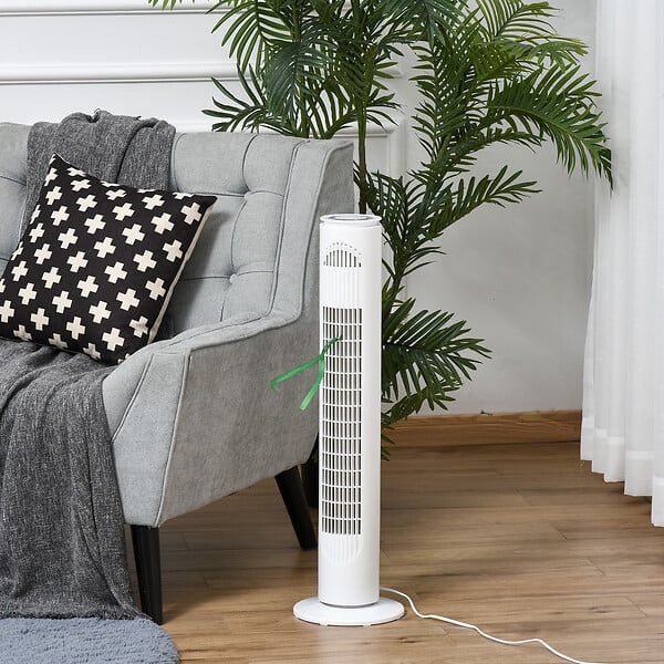 HOMCOM - HOMCOM Ventilateur colonne tour oscillant 45 W silencieux télécommande incluse minuterie 3 modes 3 vitesses blanc - large