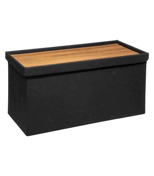 5 FIVE SIMPLY SMART - 2 en 1 Pouf pliant double et Coffre de rangement Noir 76 x 37.5 cm - large