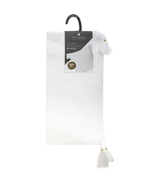 ATMOSPHERA - Housse de coussin slun blanc 40 x 40 cm - large
