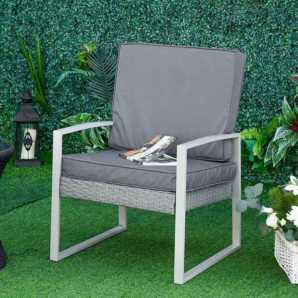 OUTSUNNY - Coussins de fauteuil de jardin zippés déhoussables - galettes de chaise de jardin - épais rembourrage 7 cm - polyester haute densité gris - large