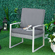 OUTSUNNY - Coussins de fauteuil de jardin zippés déhoussables - galettes de chaise de jardin - épais rembourrage 7 cm - polyester haute densité gris - vignette