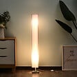 HOMCOM - Lampe lampadaire colonne sur pied moderne lumière tamisée 40 W 14L x 14l x 120H cm inox blanc - vignette