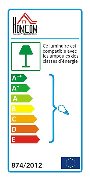 HOMCOM - Lampe lampadaire colonne sur pied moderne lumière tamisée 40 W 14L x 14l x 120H cm inox blanc - large