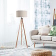 HOMCOM - Lampadaire trépied style scandinave 40 W max. dim. 45L x 45l x 152H cm bois de pin lin beige - vignette