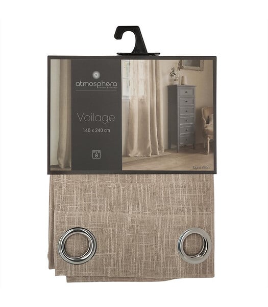 ATMOSPHERA - Voilage à œillets Beige Lin aspect satiné 140 x 240 cm - large