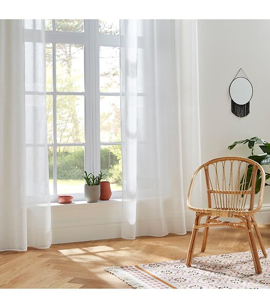 ATMOSPHERA - Voilage à œillets Blanc effet lin avec motifs ajourés 140 x 240 cm - large