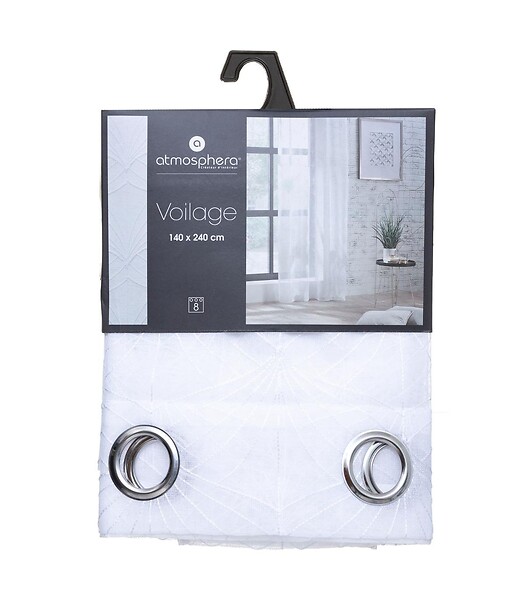 ATMOSPHERA - Voilage à œillets Blanc motif Brodé 140 x 240 cm - large