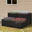 OUTSUNNY - Jardinière sur pieds carré potager 2 étages dim. 80L x 80l x 44H cm insert d'irrigation plastique imitation rotin tressé chocolat - vignette