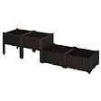 OUTSUNNY - Jardinière sur pieds carré potager 2 étages dim. 80L x 80l x 44H cm insert d'irrigation plastique imitation rotin tressé chocolat - vignette
