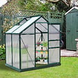 OUTSUNNY - Serre de jardin aluminium polycarbonate 2,51 m² dim. 1,9L x 1,32l x 2,01H m lucarne, porte coulissante + fondation incluse alu. vert polycarbonate transparent - vignette