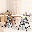 HOMCOM - Lot de 2 tréteaux pliables télescopiques hauteur réglable 80-130 cm noir - vignette
