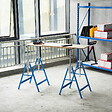 HOMCOM - Lot de 2 tréteaux pliables télescopiques hauteur réglable 80-130 cm bleu - vignette