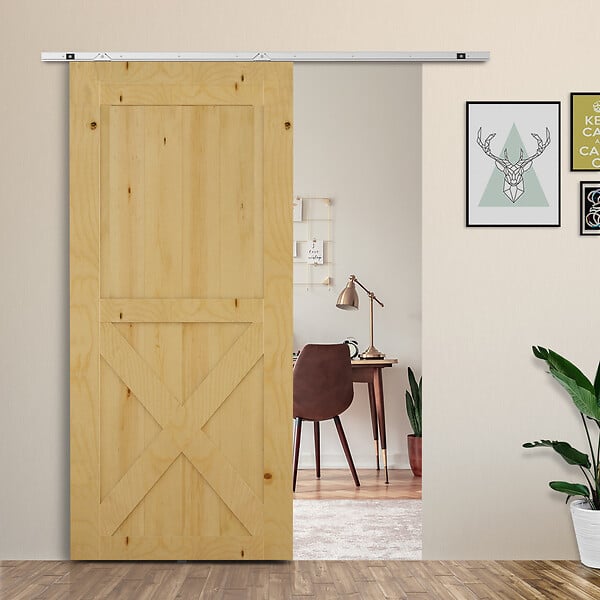 HOMCOM - Kit complet porte coulissante 4 x 93 cm (p x l): rail, roulettes, visserie - large